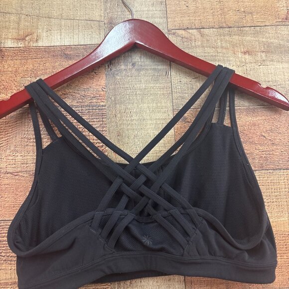 Athleta Black Strappy Back Sports Bra M Activewear - Picture 2 of 6